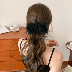 Fashion Luxurious Feather Elegant Hair Clips for Girls Graceful Sweet Banana Clips for Women Ladies Hair Accessories in Stock