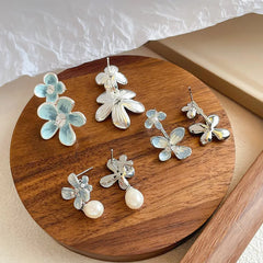 Fashion Freshwater Pearl S925 Silver Jewelry Sets for Girls Flower Copper White K Plated Earrings Necklaces for Women Ladies