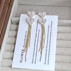 Ladies Heart Tassel Imitation Pearl Decorative Drop Earring Fashion Elegant Graceful Charms High Quality Bulk Jewelry Accessory