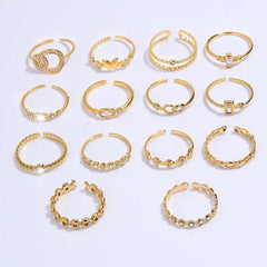 Fashionable Rings Women Simple Wheat Ear Style Gemstone Rings Versatile High-end Stainless Steel Jewelry Accessories Wholesale