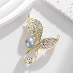 Fashion Glitter Rhinestone Sparking Imitation Pearl Brooches for Girls Elegant Sweet Pins Jewelry for Women Ladies Accessories
