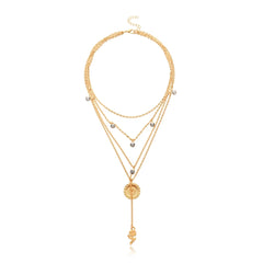 Fashion Trendy Flowers Floral Layered Wearing Necklaces for Girls Elegant Glamorous Sweet Jewelry for Women Ladies Accessories