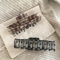 Fashion Trendy Elegant Sweet Hair Claw Clips for Girls Plaid Simple Classic Hair Accessories for Women Ladies Chinese Supplier