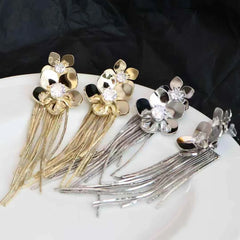 Ladies Wheat Spike-shaped Mental Tassel Decorative Medium Drop Earring Fashion Chic Glitter Sequined Bulk Jewelry Accessories