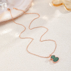 Female Freshwater Pearl 18k Gold-plated Red Agate Green Malachite Necklace Gourd Shape Fashion in Stock Jewelry for Women Causal