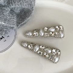Women Imitation Pearl Triangle Hair Clips Fashion Sparking Glitter Chic Customized in Stock Hairpins Accessories for Causal