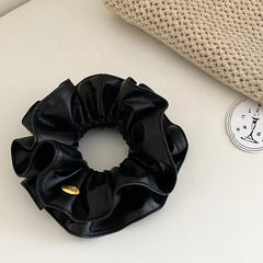 Fashion Simple Classic Solid Color PU Scrunchies for Girls Luxury Elegant Hair Ties for Women Ladies Hair Accessories in Stock