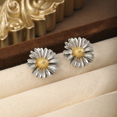 Fashion Copper Flower Chrysanthemum Stud Earrings for Girls Sweet Elegant Jewelry for Women Ladies Wholesale China Supplier