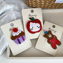 Sweet Cute Kitty Cat Apple Fruit Bear Hair Clips for Baby Girls Ice Cream Snap Clips for Kids Children Hair Accessories Animals