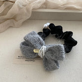 Elegant French Style Imitation Pearl Bowknot Scrunchies for Girls Sweet Cute Hair Ties for Women Ladies Hair Accessories Chic