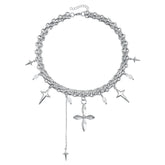 Fashion Simple Sweet Cross Necklaces for Girls Minimalistic Jewelry Suits Sets Bracelets for Women Ladies Accessories Wholesale
