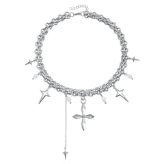 Fashion Simple Sweet Cross Necklaces for Girls Minimalistic Jewelry Suits Sets Bracelets for Women Ladies Accessories Wholesale