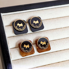 Ladies Dog Print Amber Decorative Small Mini Stud Earring Sex Elegant Fashion Chic Bulk Jewelry Accessories for Women Street