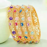 Vintage Luxurious Glitter Flower Floral Bangles for Girls Fashion Latest Jewelry for Women Ladies Accessories Chinese Supplier