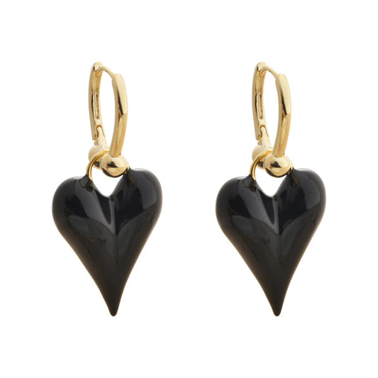 Retro Earrings Elegant Simple Red Glaze Love Earrings High-end Light Luxury for Women Heart-shaped Earring Autumn and Winter