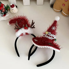 2025 Christmas Solid Color Classic Letter Hair Band for Baby Girls Sweet Fashion Deer Head Band for Kids Child Hair Accessories