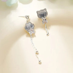Cute Glitter Animals Tassel Elegant Drop Earrings for Girls Sweet Cute Rhinestone Butterfly Jewellry for Women Lady Accessories