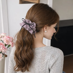 Fashion Ribbon Bowknot Solid Color Winter Hair Clips for Girls Trendy Elegant Banana Clips for Women Ladies Hair Accessories