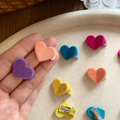 Fashion Solid Color Heart Shaped Hair Clips for Baby Girls Cute Sweet Mini Alligators for Kids Children Hair Accessories Chic