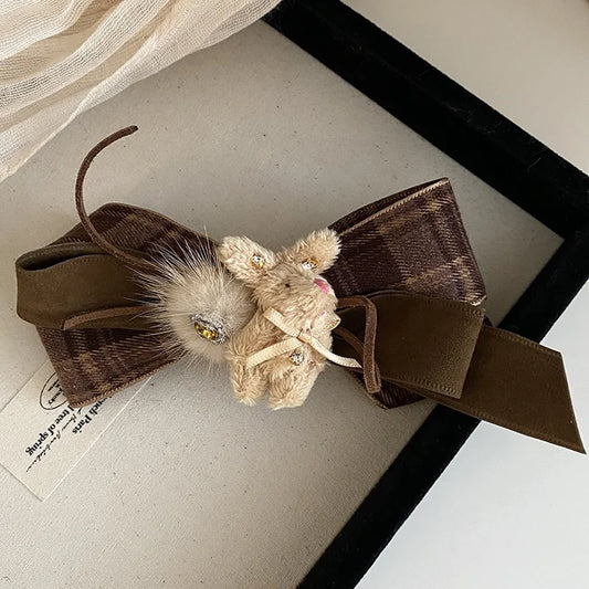 Fashion Cute Animals Plaid Bowknot Hair Clips for Girls Sweet Elegant Barrettes for Women Ladies Hair Accessories in Stock