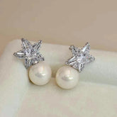 Women Star Rhinestone Imitation Pearl Medium Drop Earring Trendy Elegant Glamorous High Quality Bulk Daily Jewelry Accessories