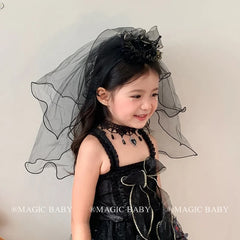 2025 Halloween Crown Rose Tulle Hair Bands for Baby Girls Cute Spooky Vampire Queen Alligators for Kids Child Hair Accessories