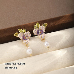 Fashion Flower Pearl Elegant French Style Drop Earrings for Girls Sweet Jewelry for Women Ladies Wholesale China Manufacturer