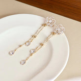 Female Rhinestone Tassel New Design Drop Earring Fashion Elegant Graceful Luxurious Dainty Wholesale Daily Jewelry Accessories