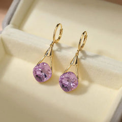 Fashion Flower Glitter Rhinestone Drop Earrings for Girls Solid Color Jewelry for Women Ladies Bijuterias Wholesale Chic