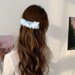 Fashion Fluffy Cute Sweet Bowknot Hair Clips for Girls Elegant Graceful Banana Clips for Women Ladies Hair Accessories Female