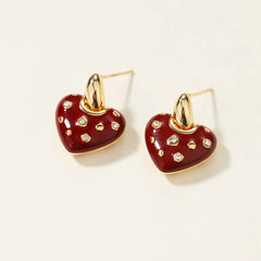 Elegant Sweet Flowers Solid Color Red Drop Earrings for Girls Dainty Minimalistic Jewelry for Women Ladies Accessories Chic