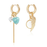 Fashion Heart Shaped Cute Wings Drop Earrings for Girls Sweet Simple Minimalistic Jewellry for Women Ladies Accessories Chic