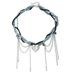 Fashion Tassel Layered Wearing Heart Necklaces for Girls Sweet Cute Glamorous Charms Jewellry for Women Ladies Accessories