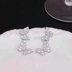 Fashion Luxury Glitter Art Deco Exaggerated Drop Earrings for Girls Sweet Elegant Butterfly Jewelry for Women Ladies Accessories