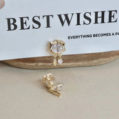 Ladies Small Rhinestone Cat Decorative Cat Shape Small Clip-on Earring Fashion Sparking Cute Charms Bulk Daily Jewelry Accessory