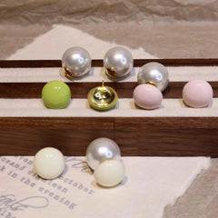 Simple Fashion Trendy Chic Imitation Pearl Stud Earrings for Girls Candy Color Classic Jewellry for Women Ladies Accessories
