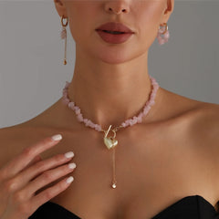 Fashion Simple Beads Heart Necklaces for Girls Sweet Trendy Stylish Jewellry Sets for Women Ladies Accessories Chinese Supplier