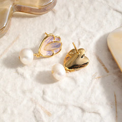 Women Blue Freshwater Pearl S925 Silver 18k Gold-plated Drop Earring Fashion Elegant Low MOQ in Stock Jewelry for Female Causal