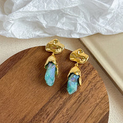 Fashion Copper 18K Gold Jewelry Sets for Girls Earrings Necklaces Aquamarine Crystal for Women Ladies Wholesale Bulk Luxury
