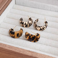 Women Leopard Print Decorative Small Hoop Earring Fashion Elegant Glamorous Trendy Wholesale Jewelry Accessories for Daily Use