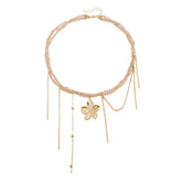 Fashion Sweet Beads Princess Style Flowers Necklaces for Girls Elegant Graceful Floral Jewelry for Women Ladies Accessories