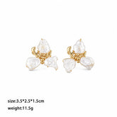 Fashion Baroque Pearl Copper Flower Earrings for Girls Bold Vintage Elegant Jewelry for Women Ladies Wholesale China Factory