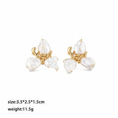 Fashion Baroque Pearl Copper Flower Earrings for Girls Bold Vintage Elegant Jewelry for Women Ladies Wholesale China Factory