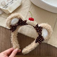 Fashion Animals Bear Sweet Bowknot Head Band for Girls Trendy Fluffy Hair Band for Women Ladies Hair Accessories in Stock