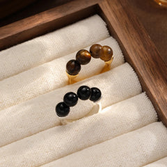 Unisex Black Brown Tiger Eye Beads Colorfast Obsidian Rings Fashion Charms Factory Price Low MOQ in Stock Jewelry for Daily