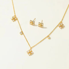 Fashion Luxury Refined Charms Necklaces for Girls Sweet Elegant Stud Earrings Jewelry Sets for Women Ladies Accessories Chic