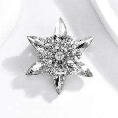 Fashion Glitter Snow Flake Sparkle Trendy Brooches for Girls Pins Glamorous Winter Jewelry for Women Ladies Accessory Wholesale