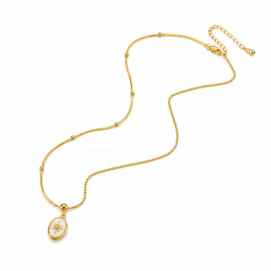 Women Chain Minimalistic 18k Gold-plated Abalone Shell Necklace Fashion Simple Low MOQ in Stock Jewelry for Female Causal