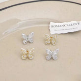 Girly Aesthetic Butterfly New Design Small Stud Earring Fashion Chic Glitter Sparking Bulk Jewelry Accessories for Women Causal