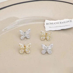 Girly Aesthetic Butterfly New Design Small Stud Earring Fashion Chic Glitter Sparking Bulk Jewelry Accessories for Women Causal